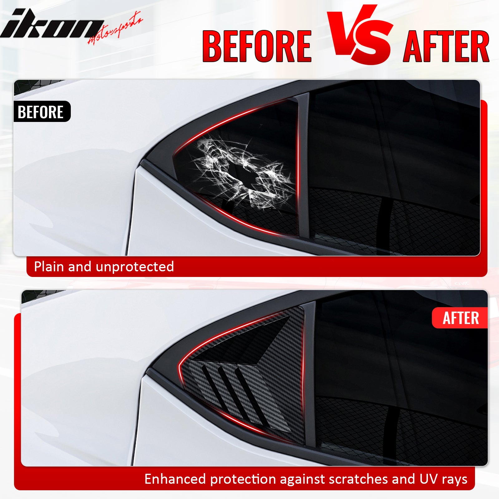 Fits 22-25 Subaru WRX IKON Side Window Louvers Vent Cover Carbon Fiber Print ABS