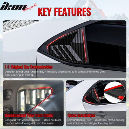 Fits 22-25 Subaru WRX IKON Side Window Louvers Vent Cover Carbon Fiber Print ABS