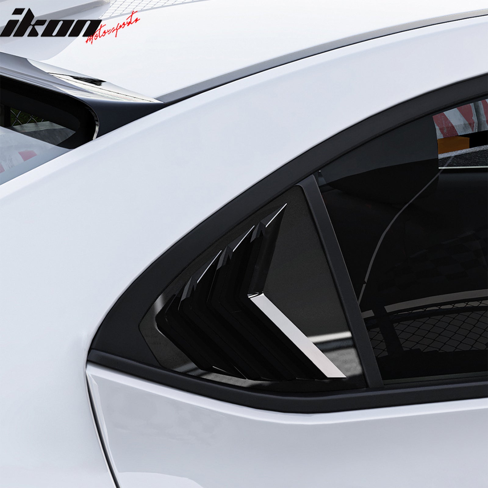IKON MOTORSPORTS Side Window Louver, Compatible with 2022-2025 Subaru WRX, IKON Style ABS Plastic Gloss Black Rear Air Vent Scoop Shades Cover Blinds Trim Pair