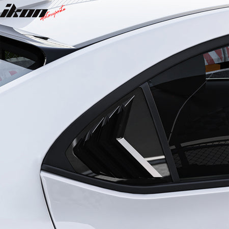 IKON MOTORSPORTS Side Window Louver, Compatible with 2022-2025 Subaru WRX, IKON Style ABS Plastic Gloss Black Rear Air Vent Scoop Shades Cover Blinds Trim Pair