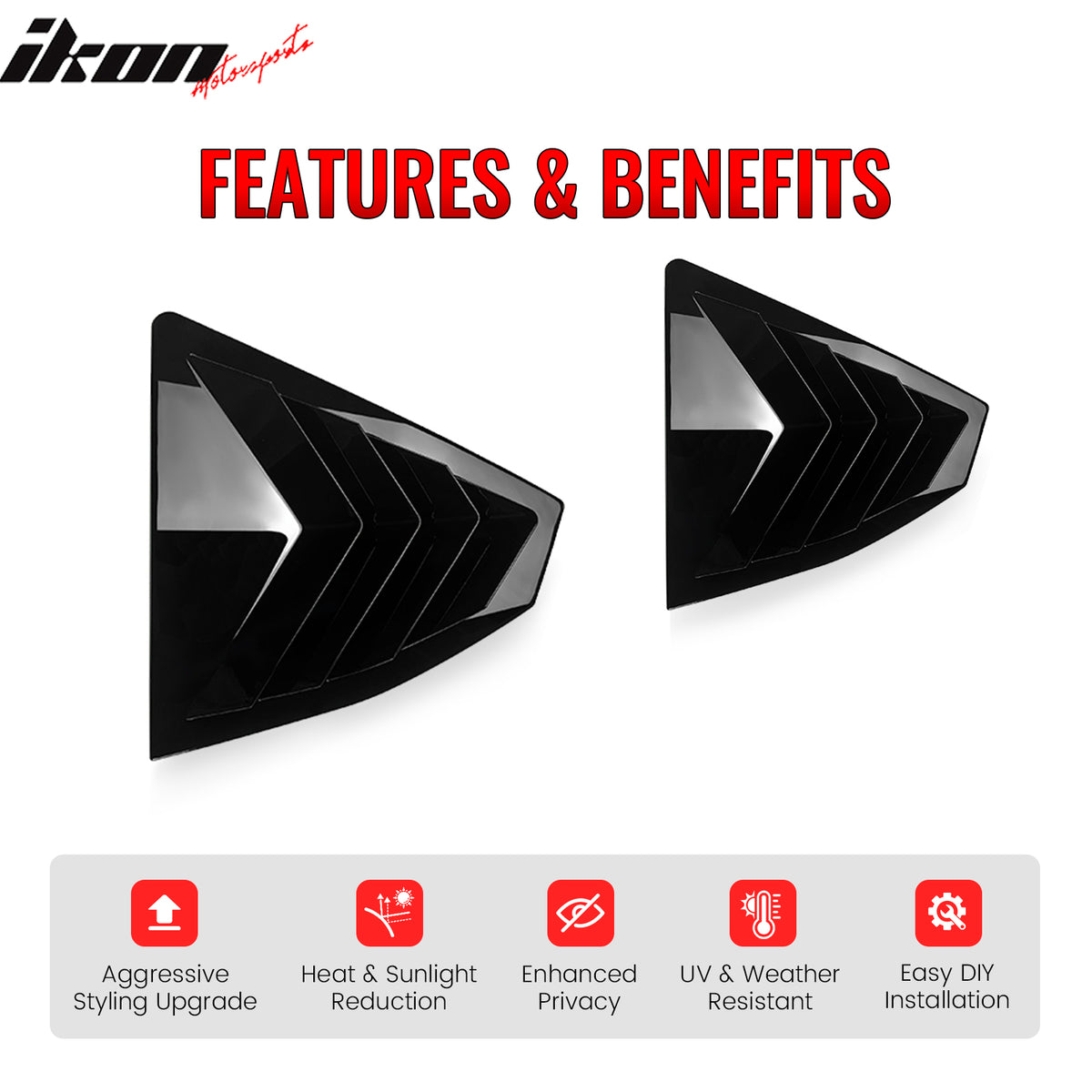 Fits 22-25 Subaru WRX IKON Style Side Window Louvers Vent Covers Gloss Black ABS