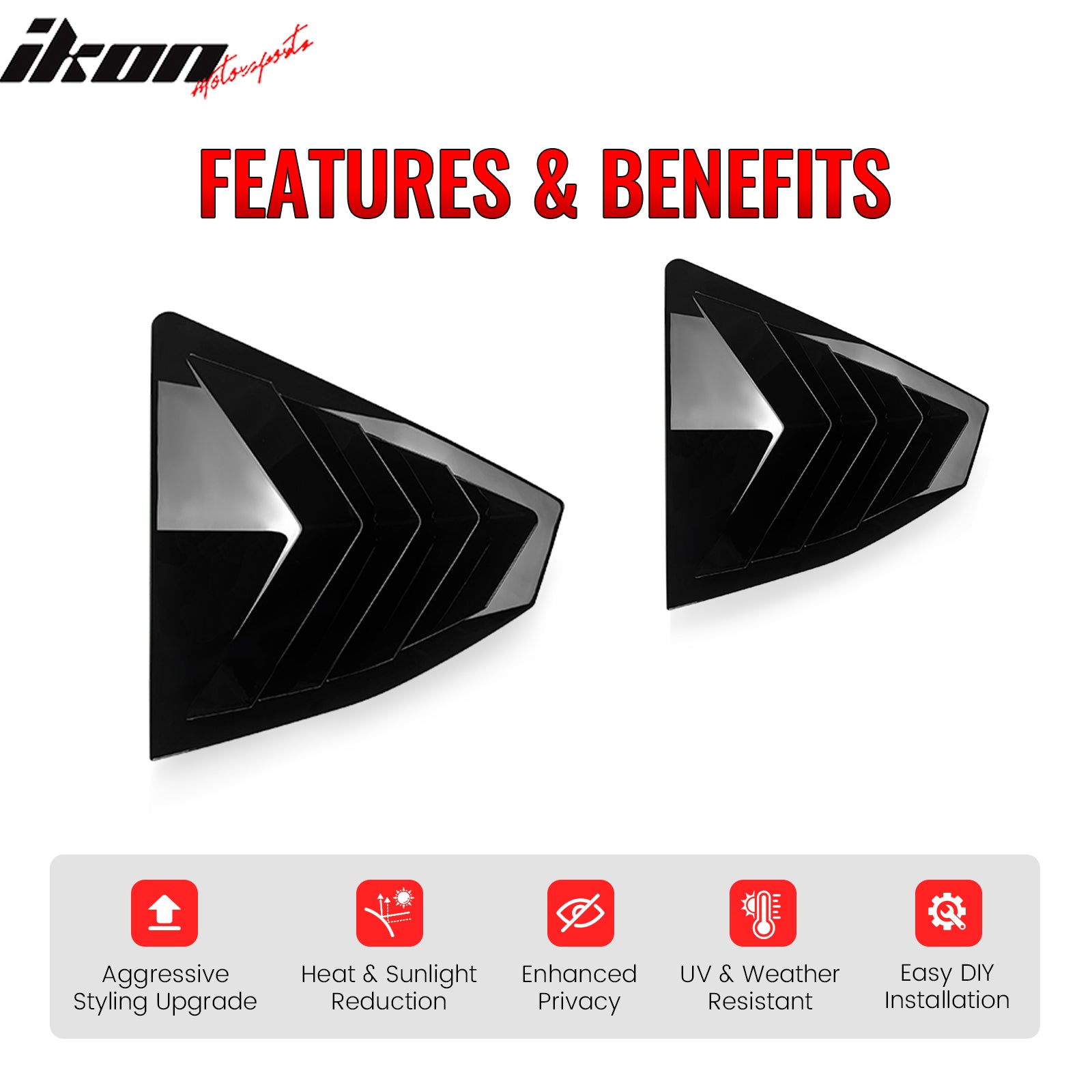 Fits 22-25 Subaru WRX IKON Style Side Window Louvers Vent Covers Gloss Black ABS