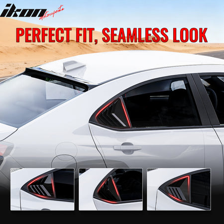 Fits 22-25 Subaru WRX IKON Style Side Window Louvers Vent Covers Gloss Black ABS