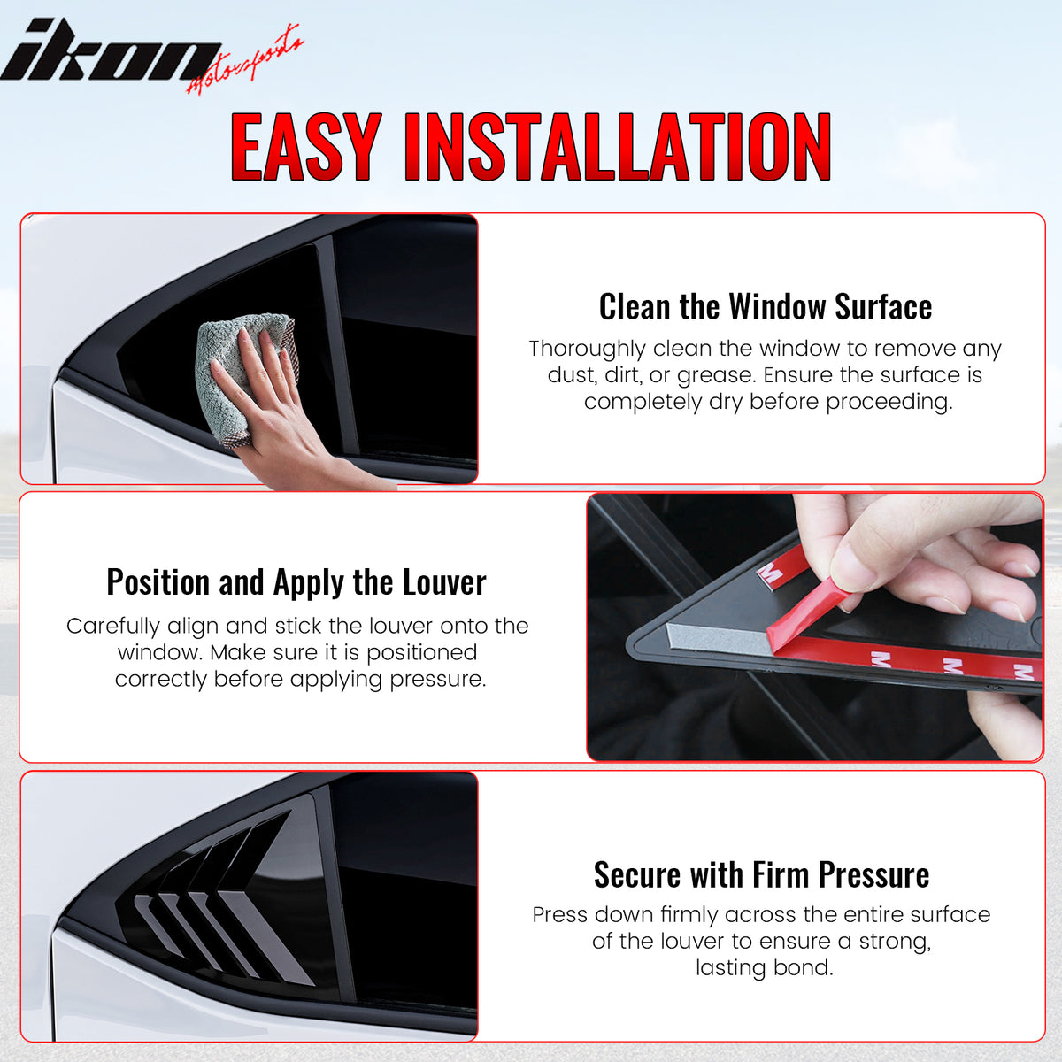 Fits 22-25 Subaru WRX IKON Style Side Window Louvers Vent Covers Gloss Black ABS