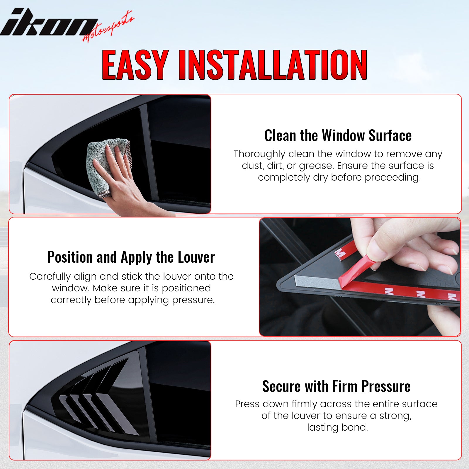 Fits 22-25 Subaru WRX IKON Style Side Window Louvers Vent Covers Gloss Black ABS
