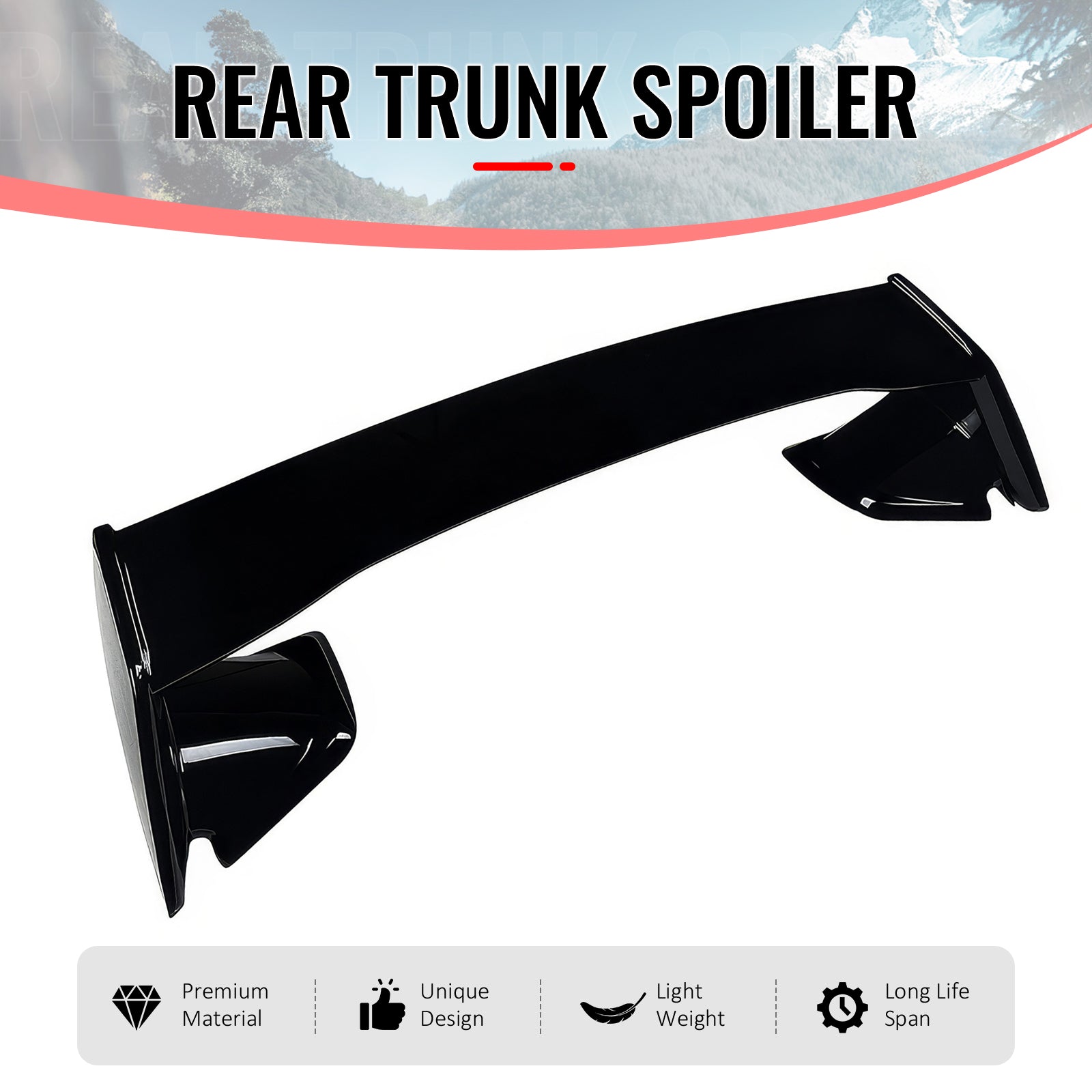 For 22-25 Subaru WRX 5th Sedan STI Style Gloss Black Rear Trunk Spoiler Wing ABS