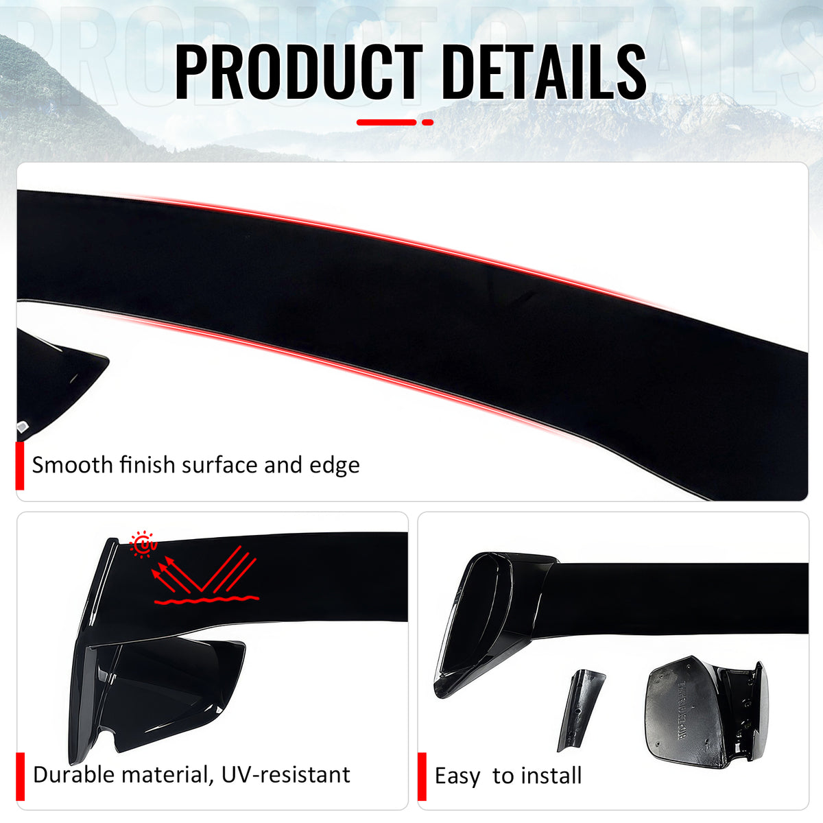 For 22-25 Subaru WRX 5th Sedan STI Style Gloss Black Rear Trunk Spoiler Wing ABS