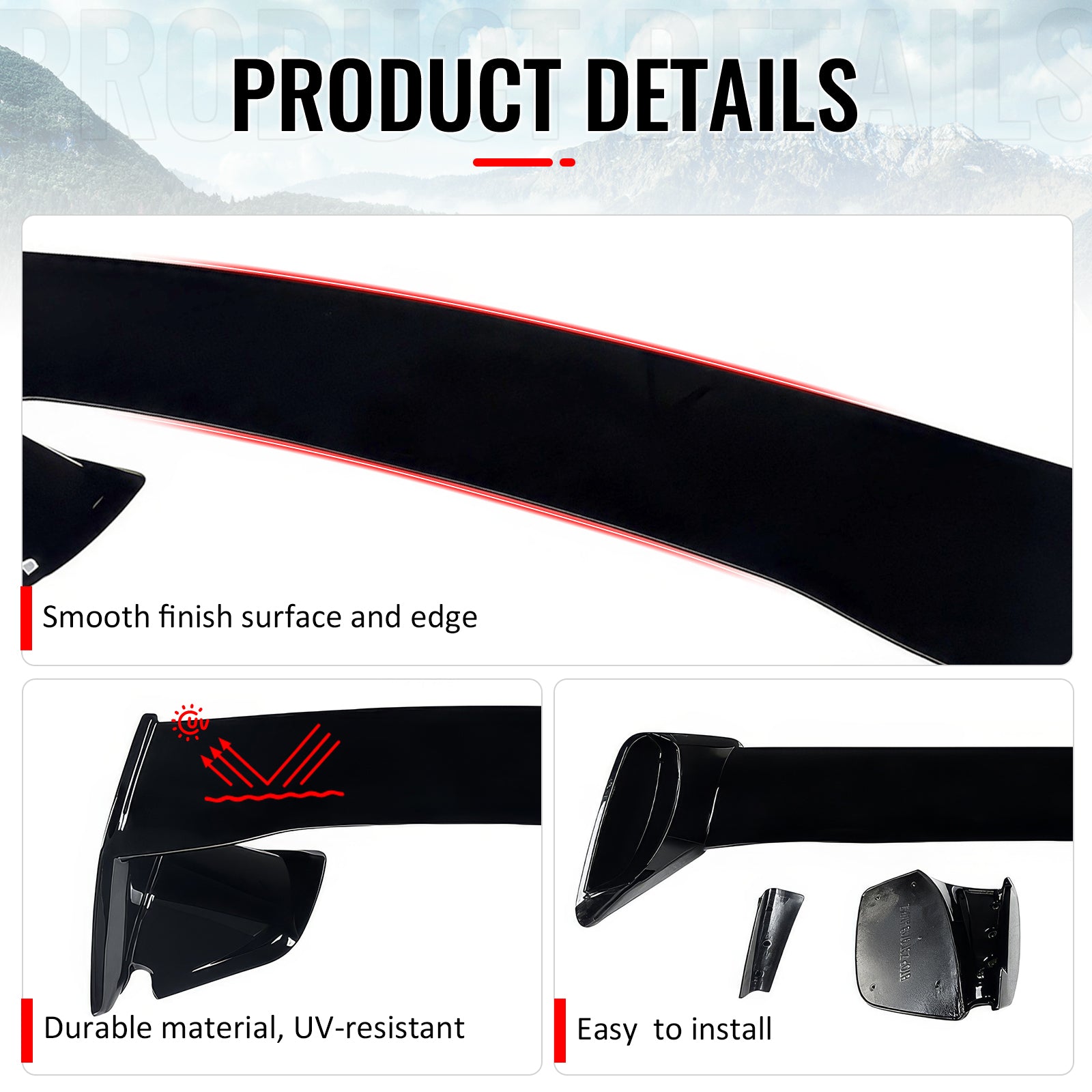 For 22-25 Subaru WRX 5th Sedan STI Style Gloss Black Rear Trunk Spoiler Wing ABS