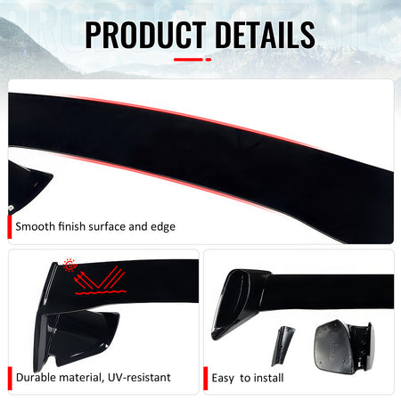 For 22-25 Subaru WRX 5th Sedan STI Style Gloss Black Rear Trunk Spoiler Wing ABS