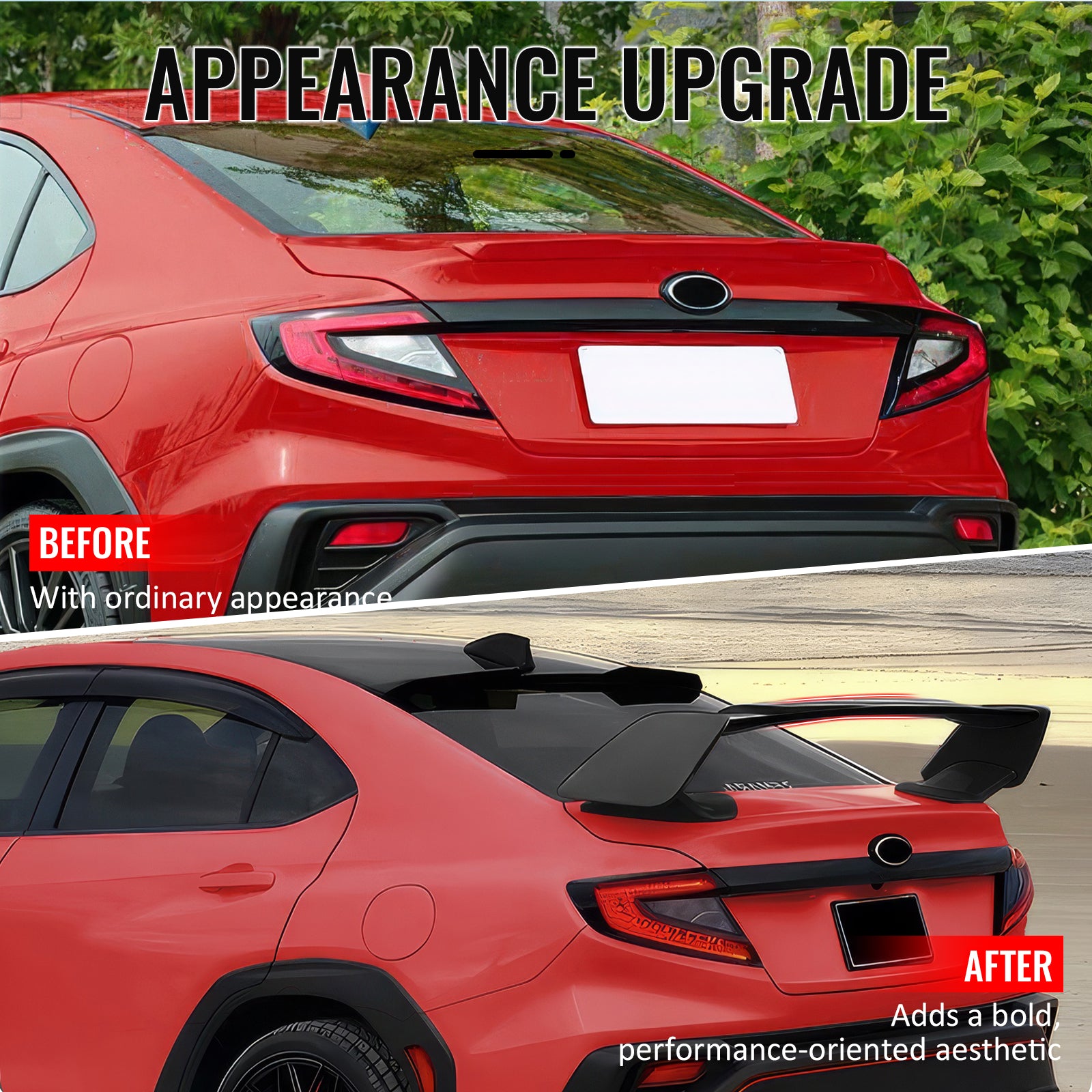 For 22-25 Subaru WRX 5th Sedan STI Style Gloss Black Rear Trunk Spoiler Wing ABS