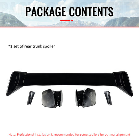 For 22-25 Subaru WRX 5th Sedan STI Style Gloss Black Rear Trunk Spoiler Wing ABS