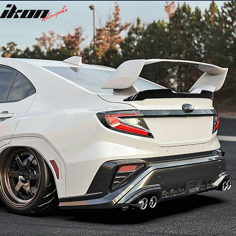 IKON MOTORSPORTS, Trunk Spoiler Compatible with 2022-2025 Subaru WRX, V2 Style Painted #D4S Crystal Black Silica Pearl ABS Plastic Rear Trunk Lid Spoiler Wing Lip