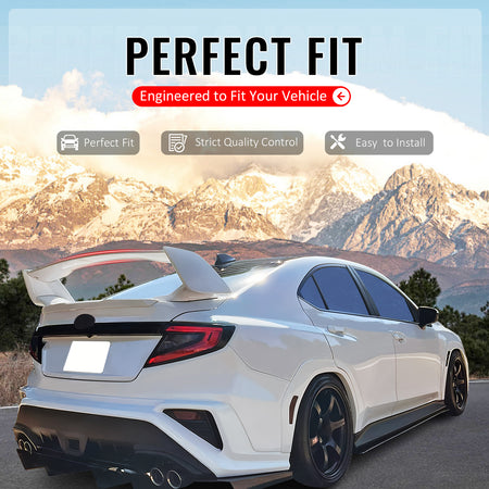 IKON MOTORSPORTS, 5PCS Trunk Spoiler Compatible with 2022-2025 Subaru WRX VB 5th Sedan 4-Door, STI Style Unpainted Black ABS Plastic Rear Trunk Lid Spoiler Wing Lip