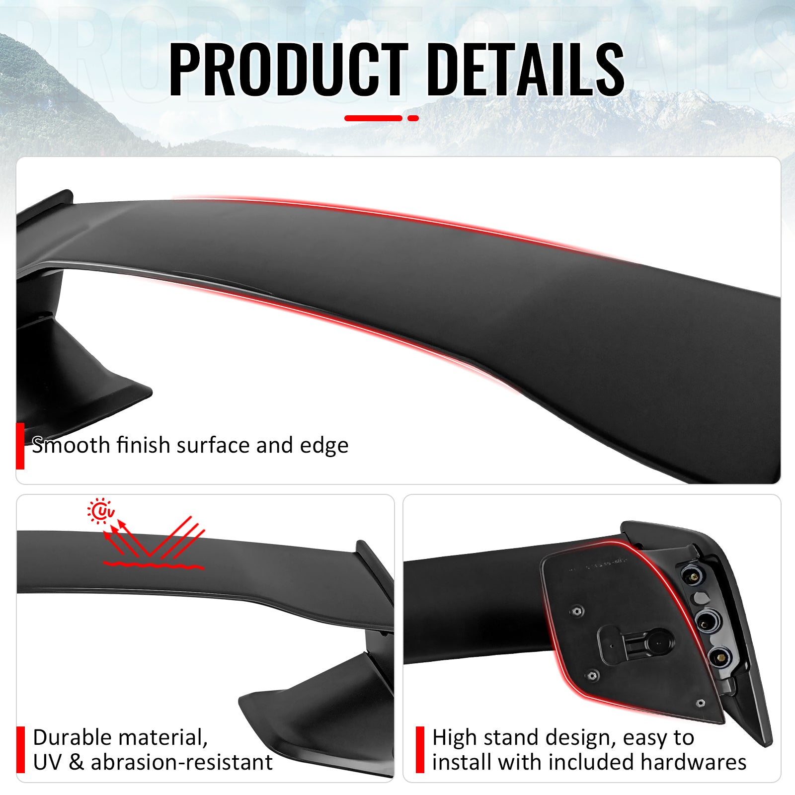 Fits 22-25 Subaru WRX 5th VB Sedan STI Style Rear Trunk Spoiler Unpainted 5PCS