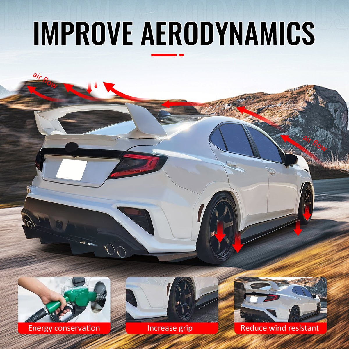 Fits 22-25 Subaru WRX 5th VB Sedan STI Style Rear Trunk Spoiler Unpainted 5PCS