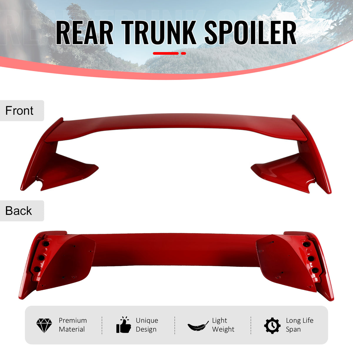 Fits 22-25 Subaru WRX 5th VB STI Style Rear Trunk Spoiler Painted #DCK Red 5PCS