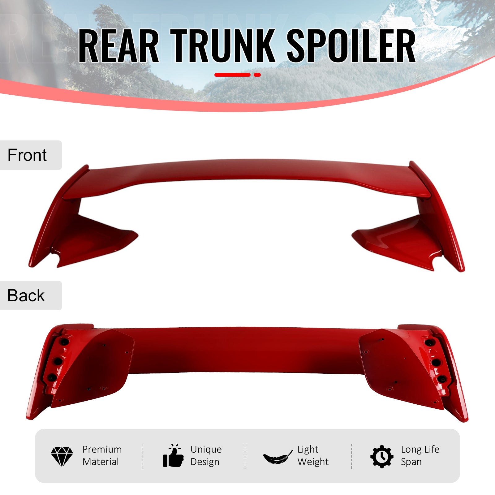 Fits 22-25 Subaru WRX 5th VB STI Style Rear Trunk Spoiler Painted #DCK Red 5PCS