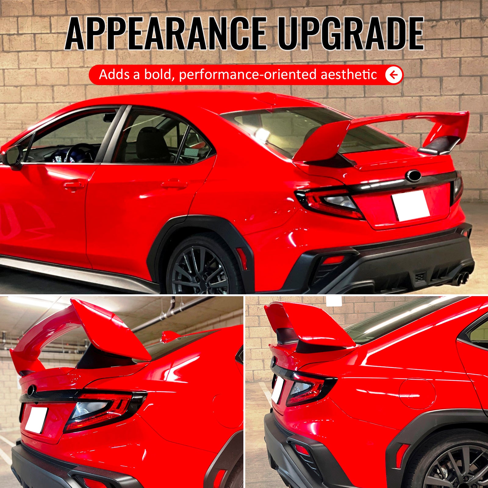 Fits 22-25 Subaru WRX 5th VB STI Style Rear Trunk Spoiler Painted #DCK Red 5PCS