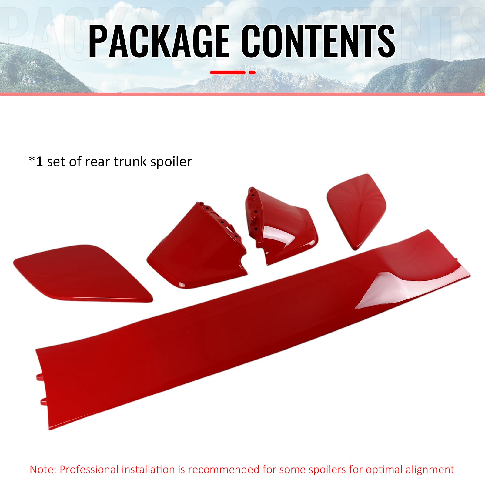 Fits 22-25 Subaru WRX 5th VB STI Style Rear Trunk Spoiler Painted #DCK Red 5PCS