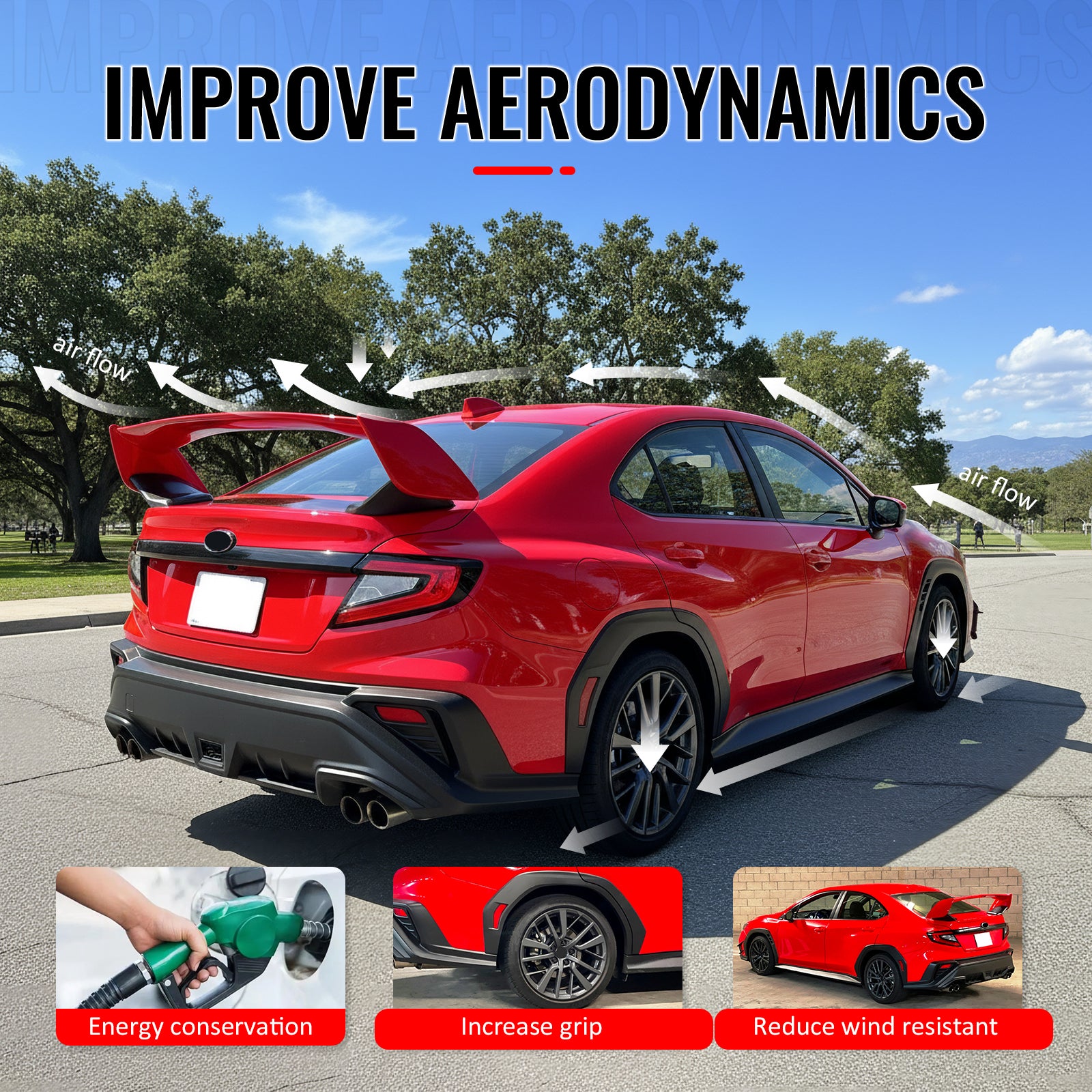 Fits 22-25 Subaru WRX 5th VB STI Style Rear Trunk Spoiler Painted #DCK Red 5PCS