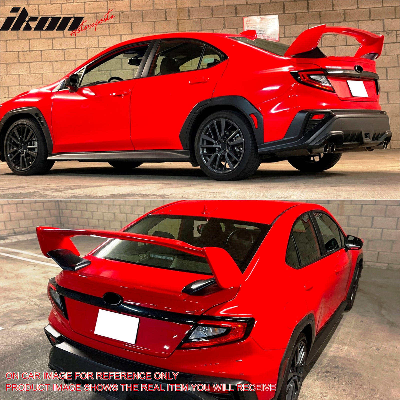 Fits 22-25 Subaru WRX 5th VB STI Style Rear Trunk Spoiler Painted #DCK Red 5PCS