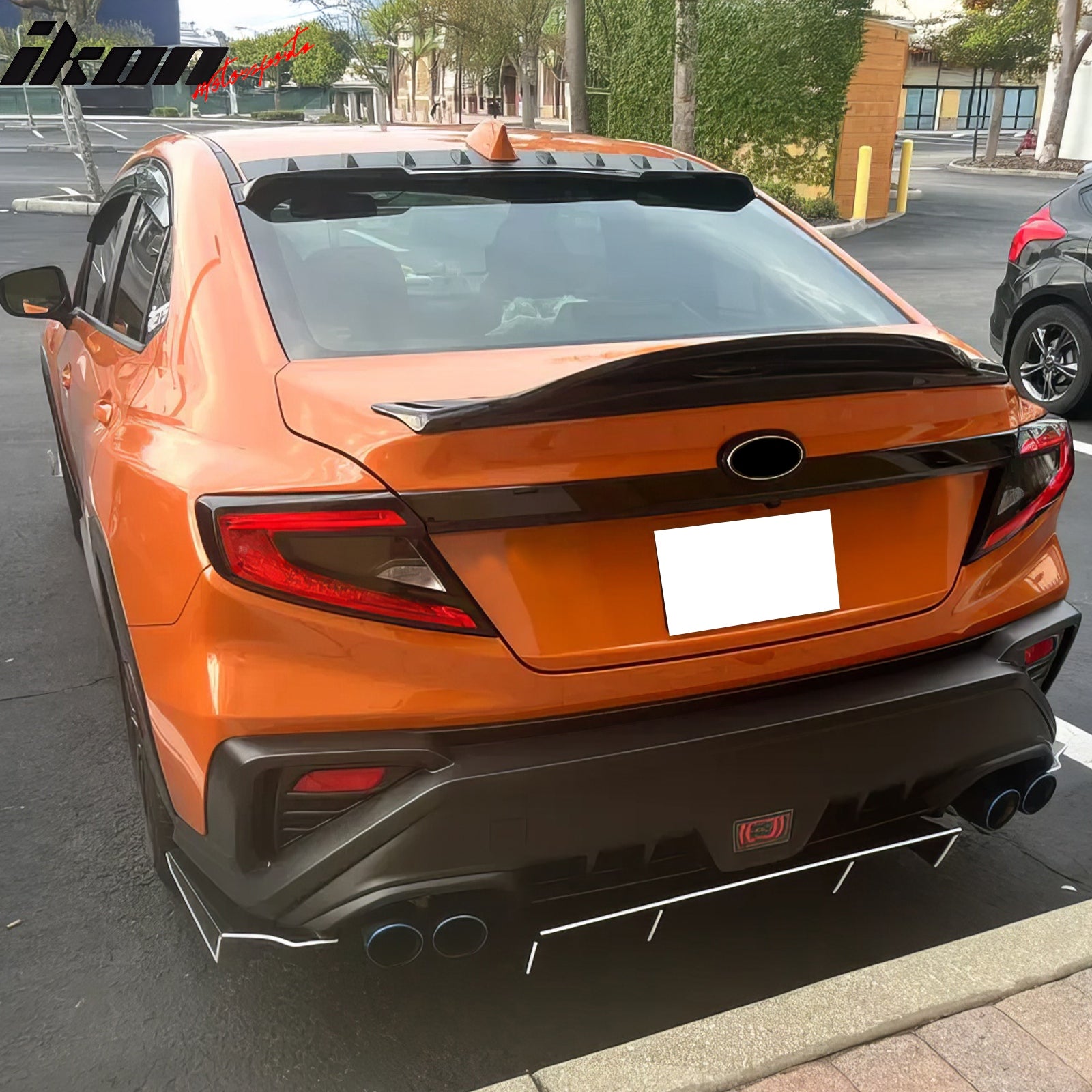 IKON MOTORSPORTS, Trunk Spoiler Compatible with 2022-2025 Subaru WRX All Models, R Style Gloss Black ABS Plastic Rear Trunk Lid Spoiler Wing Lip