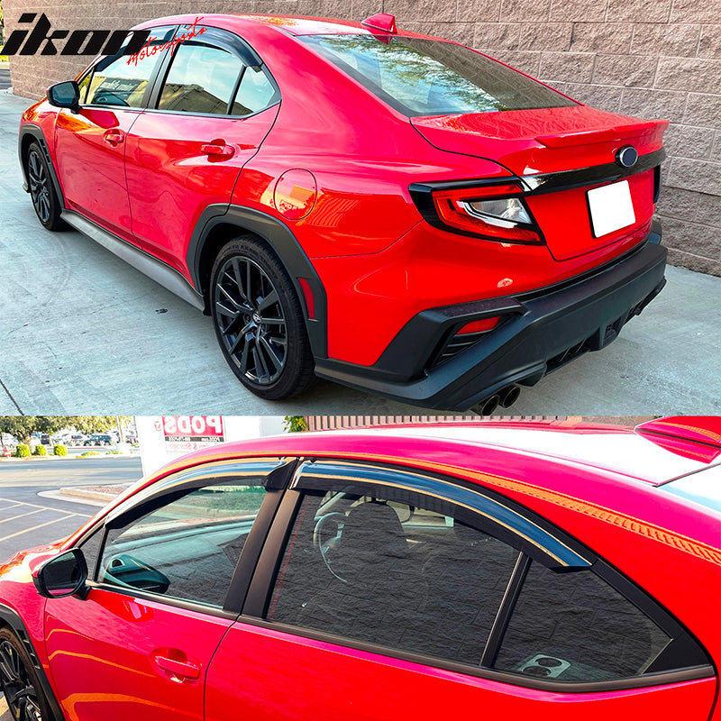 Fits 22-25 Subaru WRX 5th Window Visors Sun Rain Vent Guards Deflectors Tape-On