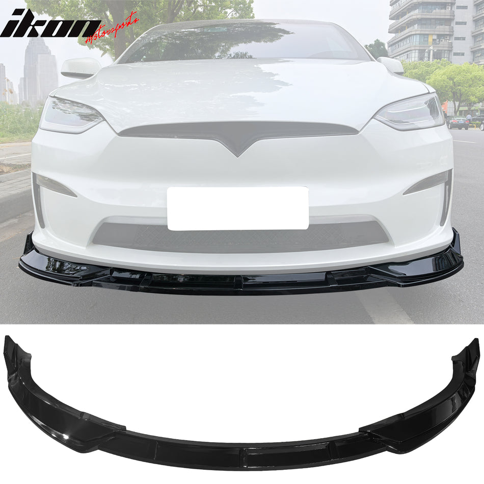 2022-2025 Tesla Model X IKON Style Gloss Black Front Bumper Lip PP