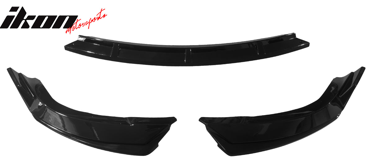 Fits 22-25 Tesla Model X IKON Style 3PCS Front Bumper Lip Spoiler Gloss Black