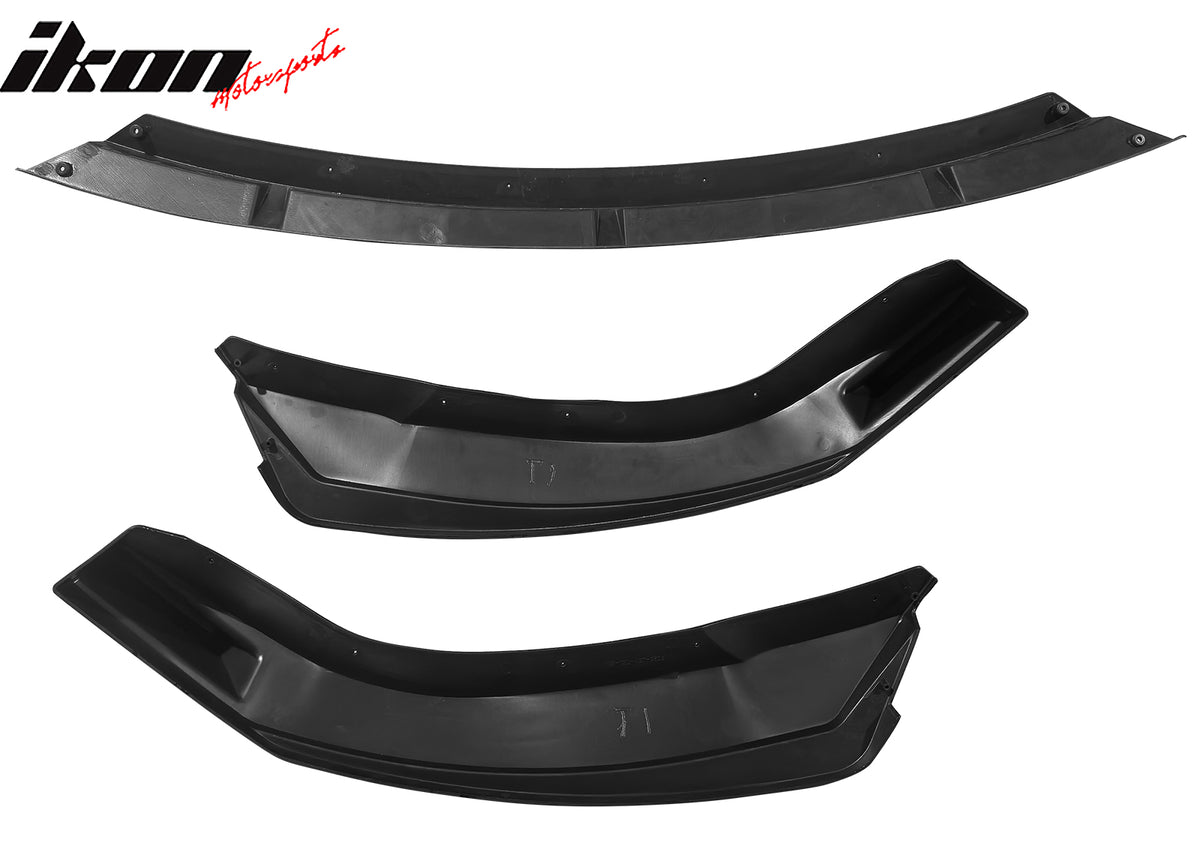 Fits 22-25 Tesla Model X IKON Style 3PCS Front Bumper Lip Spoiler Gloss Black