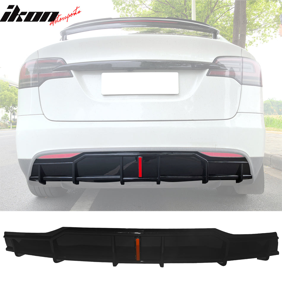 2022-2025 Tesla Model X IKON Style Gloss Black Rear Bumper Diffuser PP