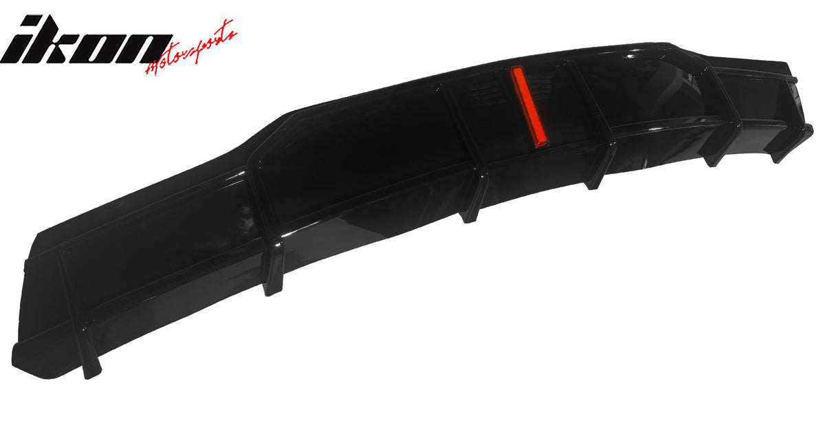Fits 22-25 Tesla Model X IKON Style Rear Bumper Lip Diffuser W/LED Gloss Black