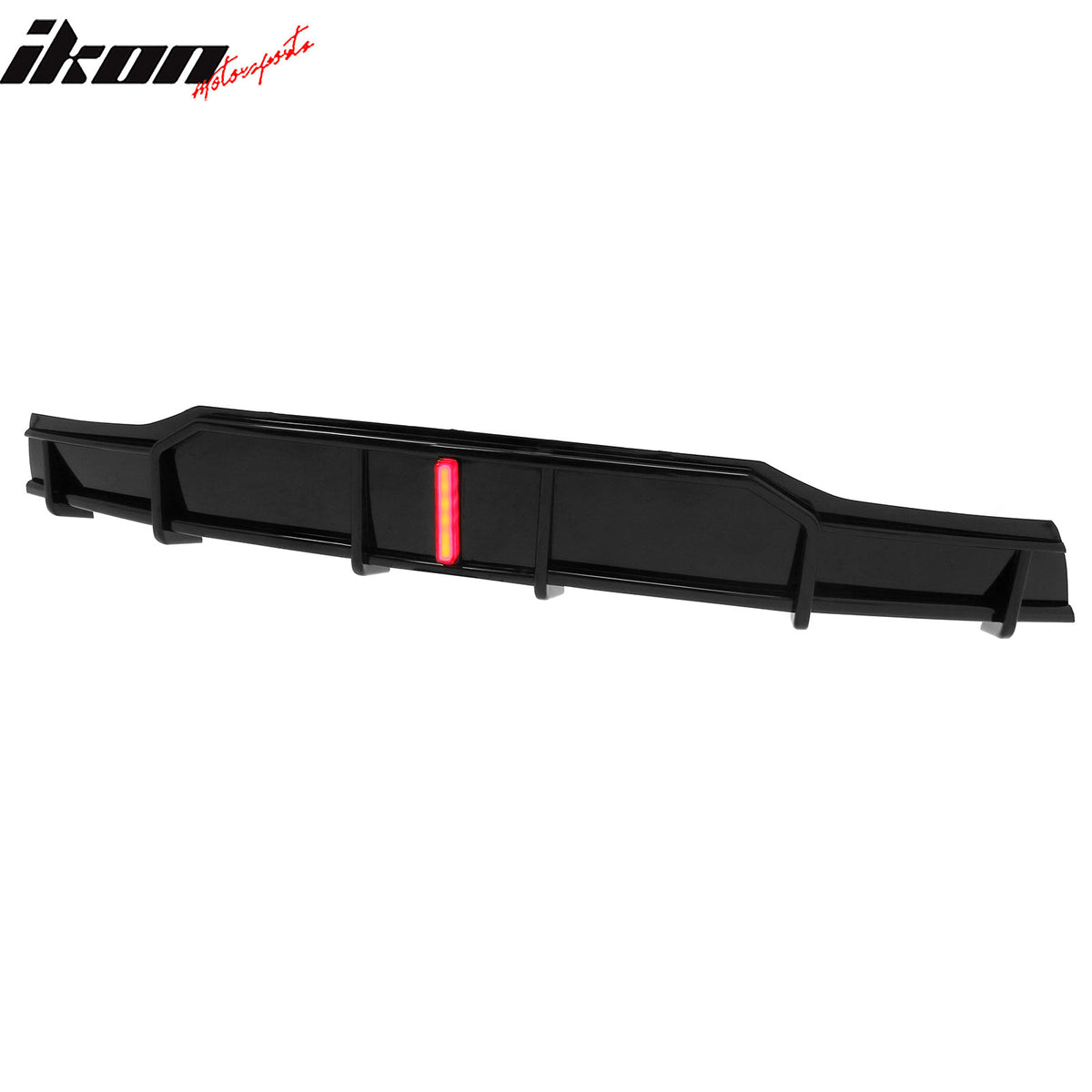 Fits 22-26 Tesla Model X IKON Style Rear Bumper Lip Diffuser W/LED Gloss Black