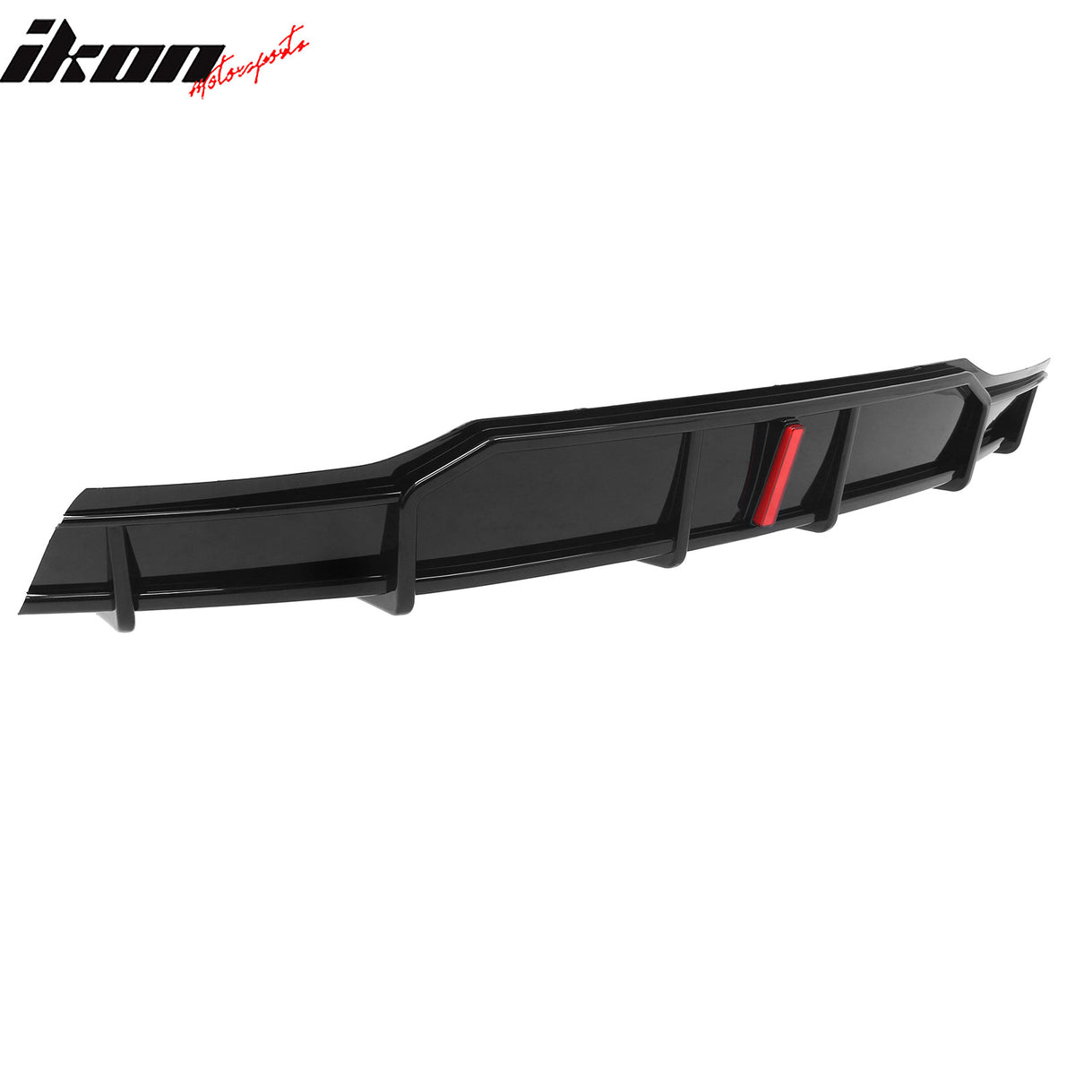 Fits 22-26 Tesla Model X IKON Style Rear Bumper Lip Diffuser W/LED Gloss Black