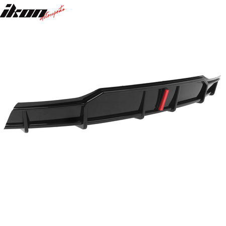 Fits 22-26 Tesla Model X IKON Style Rear Bumper Lip Diffuser W/LED Gloss Black