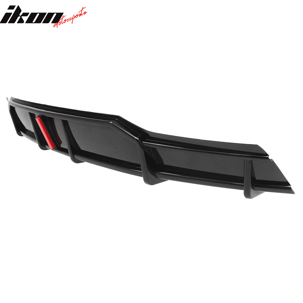 Fits 22-26 Tesla Model X IKON Style Rear Bumper Lip Diffuser W/LED Gloss Black