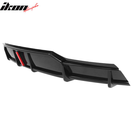 Fits 22-26 Tesla Model X IKON Style Rear Bumper Lip Diffuser W/LED Gloss Black