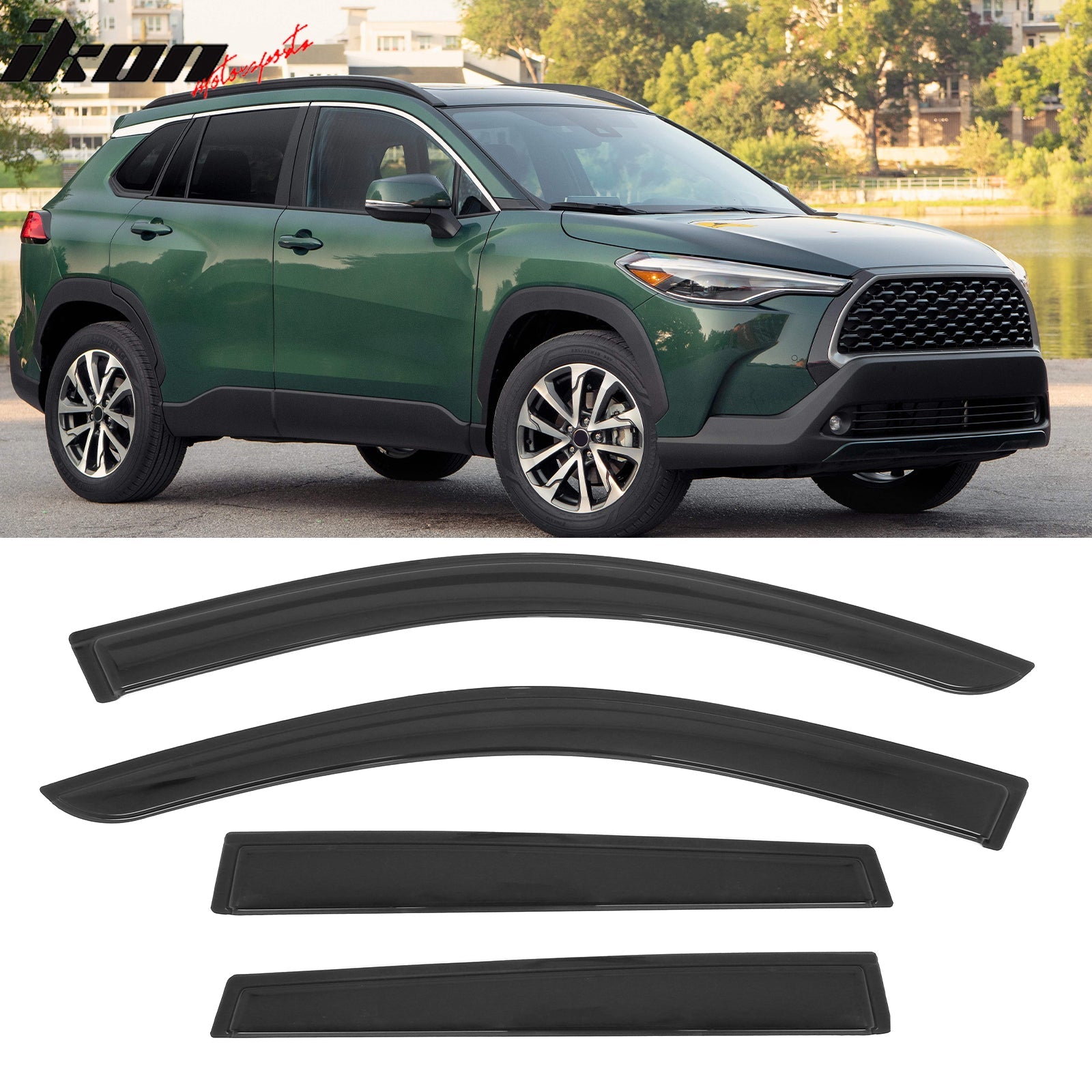 2022 - 2025 Toyota Corolla Cross 4PCS Tape on Window Visors Sun GuardsIkon Motorsports