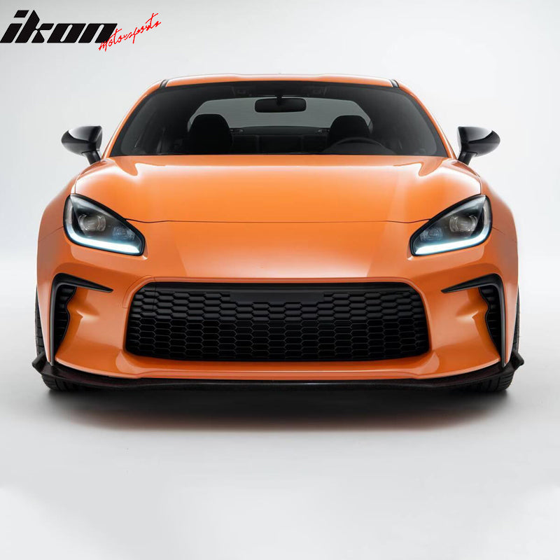 IKON MOTORSPORTS, Front Bumper Lip Compatible With 2022-2026 Toyota GR86 Coupe 2-Door, GR Style Unpainted Black PU Polyurethane Extension Body Kit Panel Add On