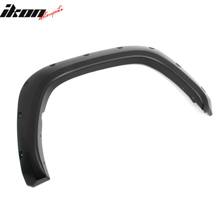 IKON MOTORSPORTS Fender Flares Compatible with 2022-2025 Toyota Tundra All Models, Pocket Style PP Smooth Black Wheel Flare Cover Protector Set, 4 Pcs, Front & Rear