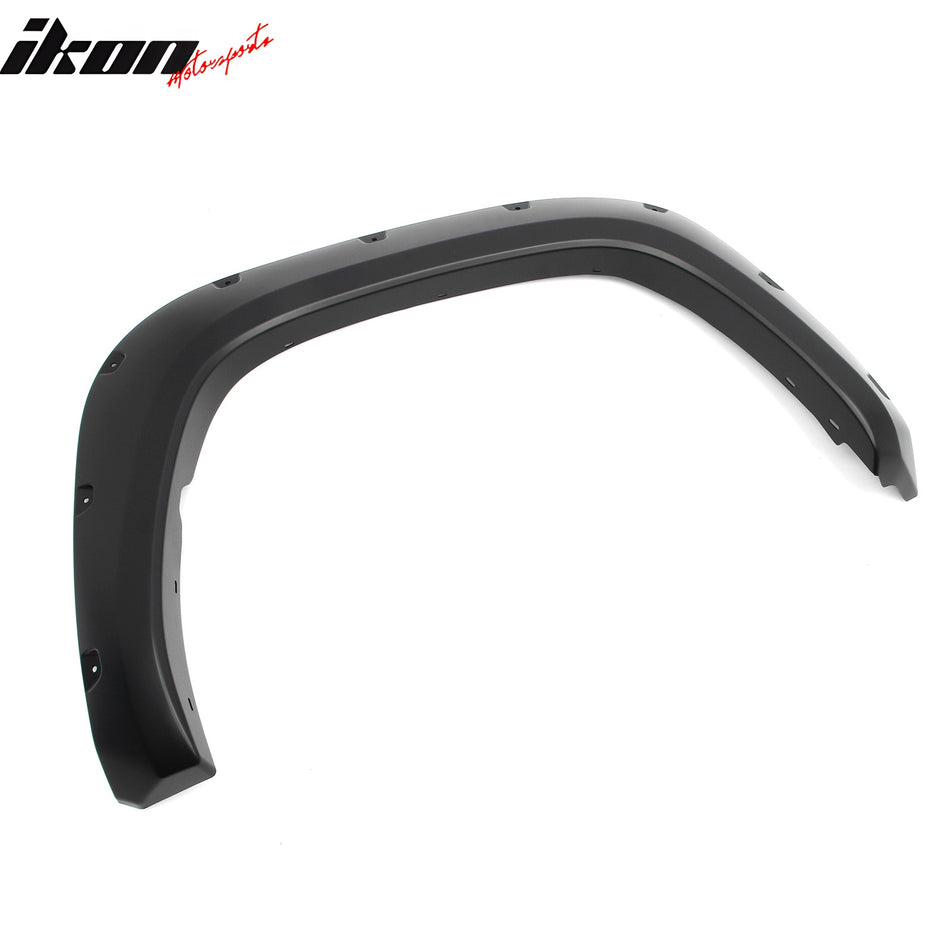 IKON MOTORSPORTS Fender Flares Compatible with 2022-2025 Toyota Tundra All Models, Pocket Style PP Smooth Black Wheel Flare Cover Protector Set, 4 Pcs, Front & Rear