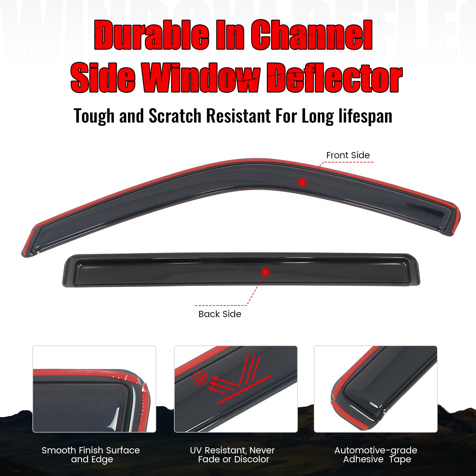 Fits 22-26 Toyota Tundra Crew Cab Acrylic Window Visors In-Channel Deflectors