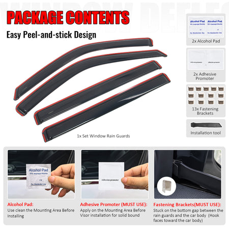 Fits 22-26 Toyota Tundra Crew Cab Acrylic Window Visors In-Channel Deflectors