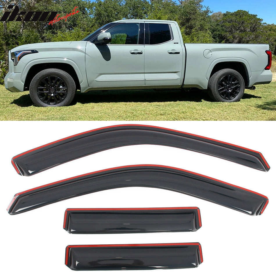 Window Visors Deflectors for Toyota Tundra Double Cab 2022-2026 In Channel