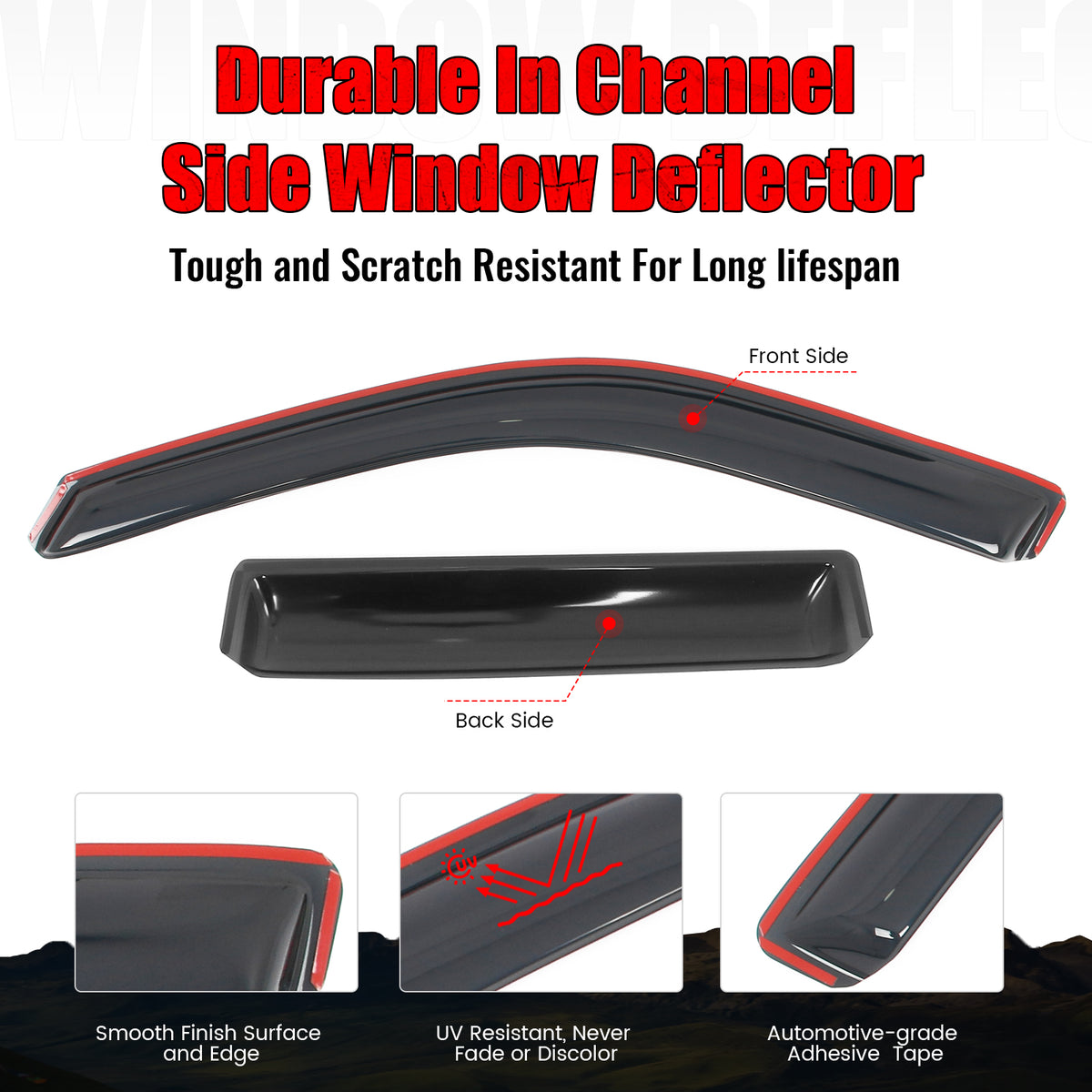 Fits 22-26 Toyota Tundra Double Cab Acrylic Window Visors In Channel Deflectors