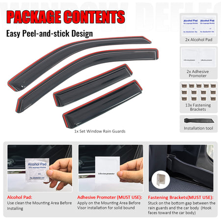 Fits 22-26 Toyota Tundra Double Cab Acrylic Window Visors In Channel Deflectors