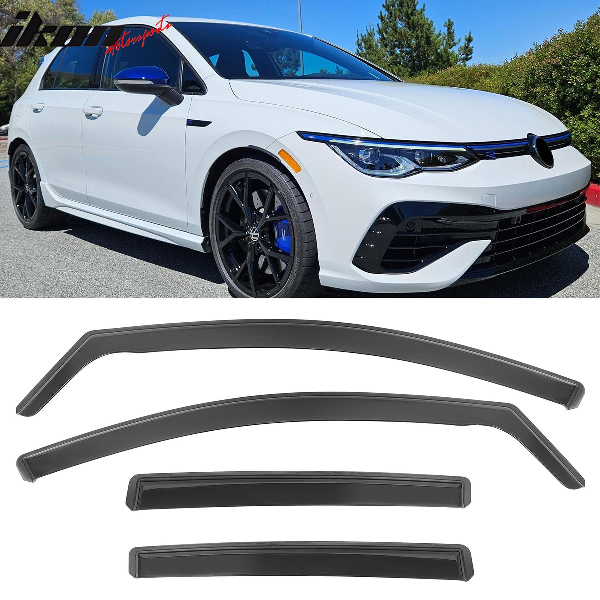 2022 - 2025 Volkswagen GTI Golf R In - Channel Window Visors Sun Guards PCIkon Motorsports