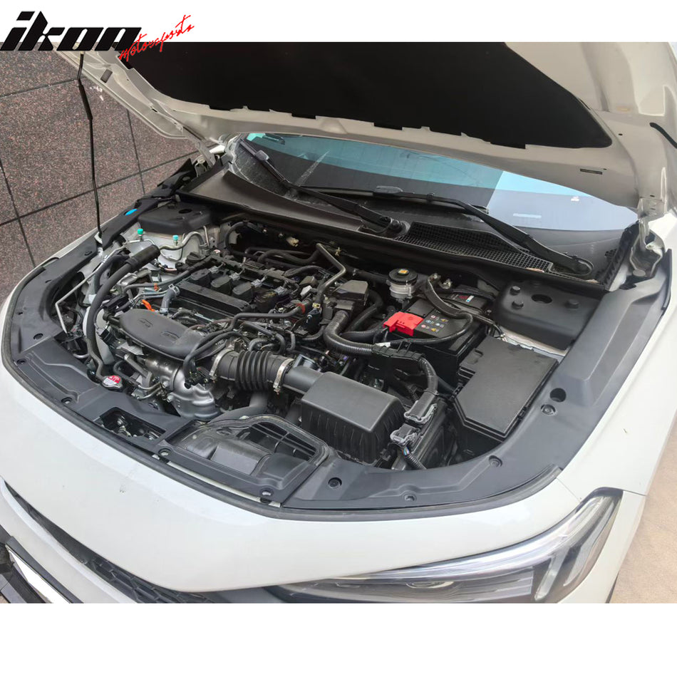 IKON MOTORSPORTS, Engine Bay Side Panel Covers Compatible With 2022-2026 Honda Civic 11th Gen, Unpainted PP Long Version Interior 1.5L Engine Bay Side Panel Cover Radiator Cooling Plate