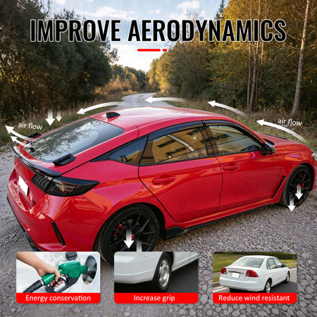 For 22-26 Civic FL Type R Hatchback V Style Trunk Spoiler Carbon Fiber Print ABS