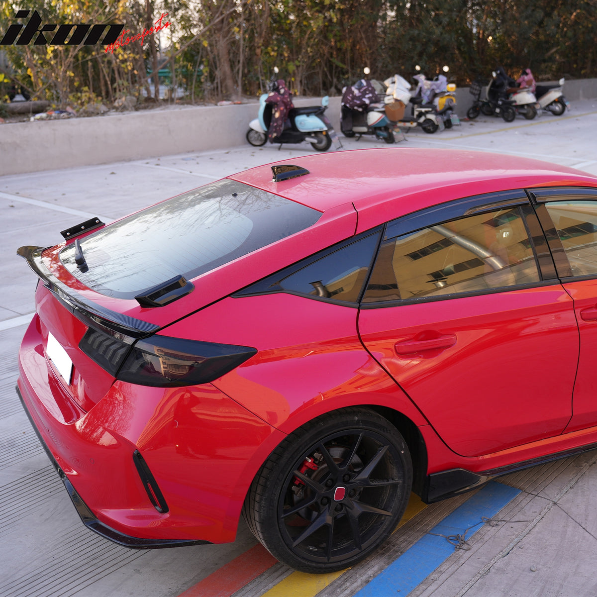 For 22-26 Civic FL Type R Hatchback V Style Trunk Spoiler Carbon Fiber Print ABS